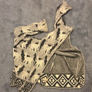 Anthropologie Black and Gray Patterned Cardigan